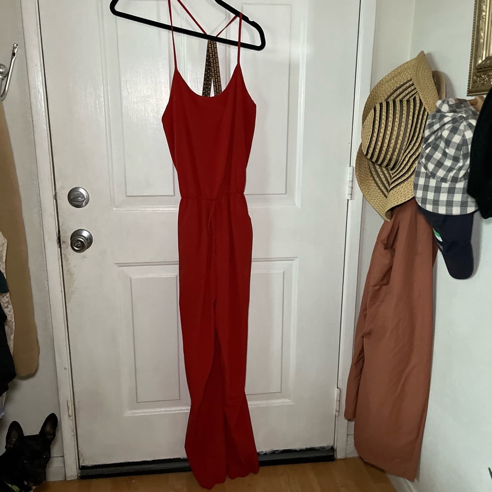 Colorblind Orange Jumpsuit with Spaghetti Straps Size M